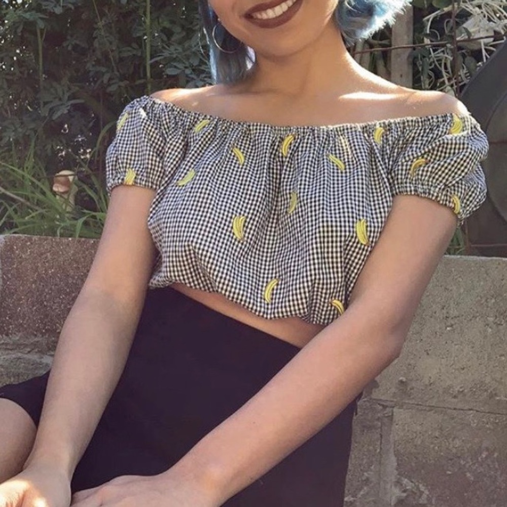 Banana print crop top